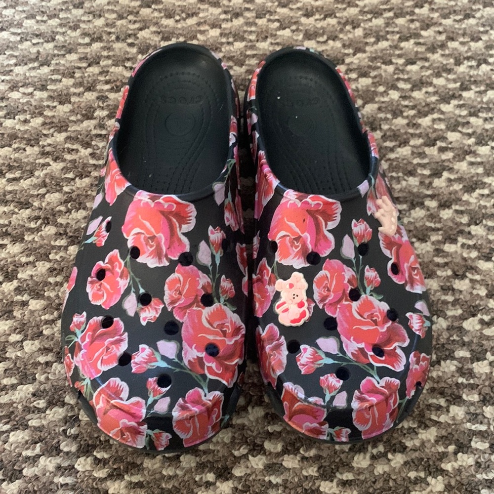 Women's size 8 floral crocs